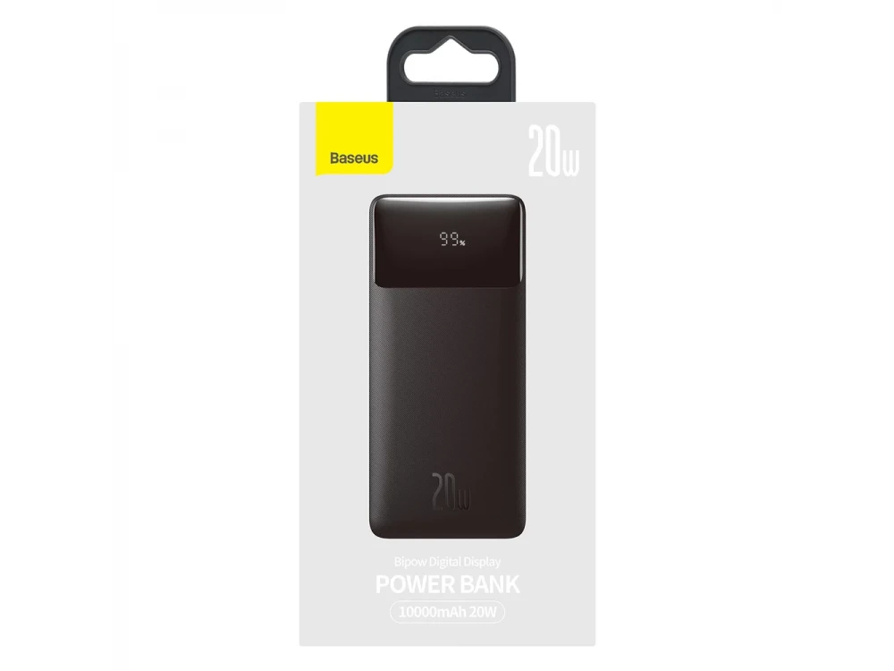 Baseus Bipow Overseas Edition Power Bank 10000mAh 20W με Power Delivery / QC3.0 & Micro USB Καλώδιο 25cm, Black