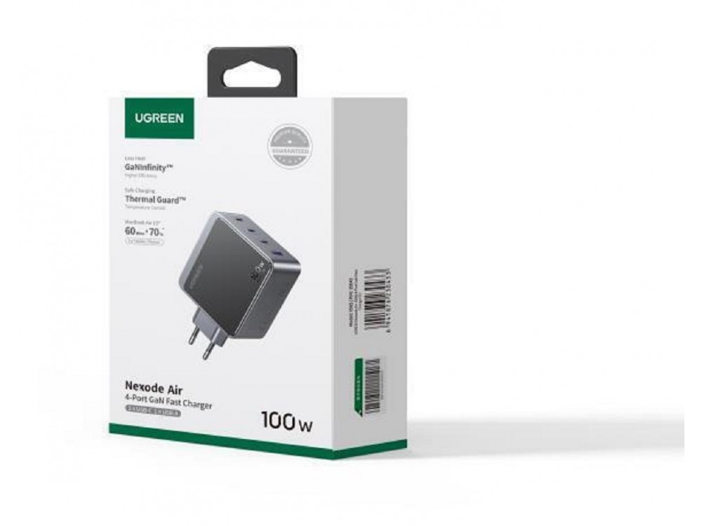 Ugreen Φορτιστής X565 GaN 100W με Θύρα USB-A και 3 Θύρες USB-C, PD / QC 4.0, Γκρί