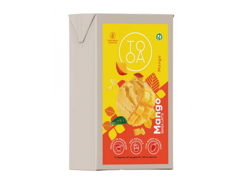 Mango TooA Gelato Vegan with Alphonso Mango, from 100% Natural Ingredients Without Preservatives Gluten & Lactose (Package 1L)