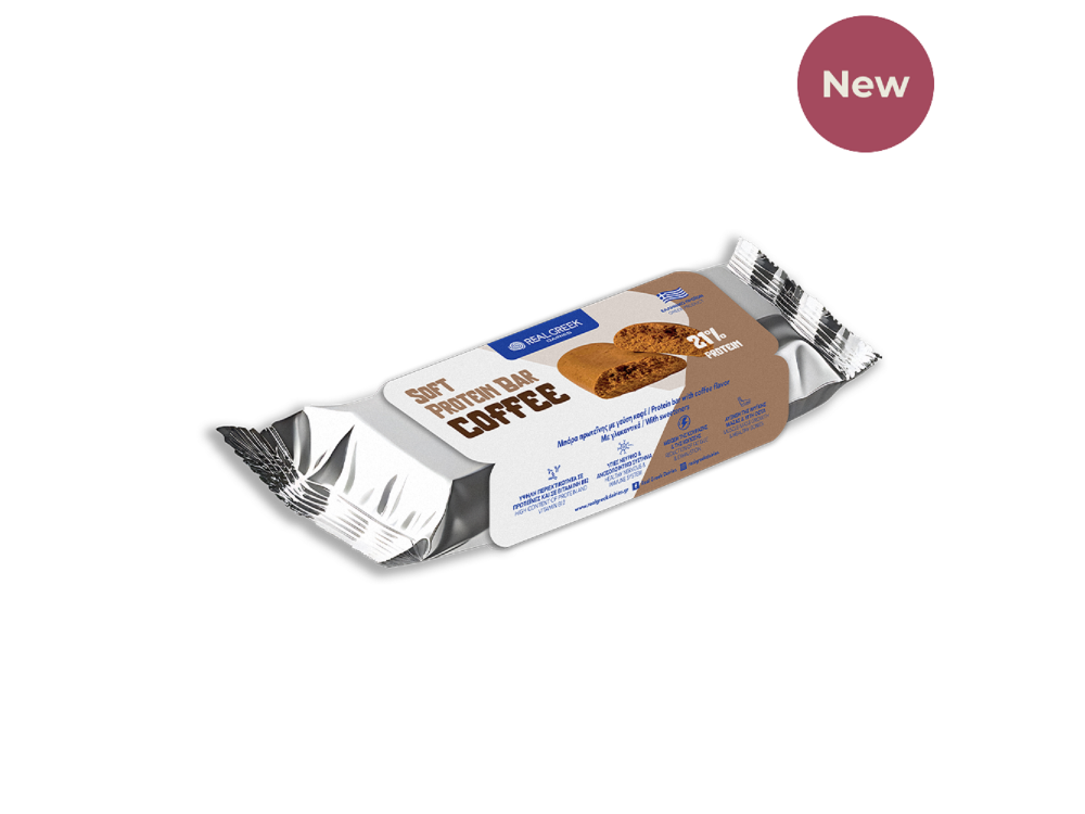 Real Greek Soft Protein Bar Coffee 22%, Μπάρα Πρωτεΐνής - Γεύση Καφές 50g