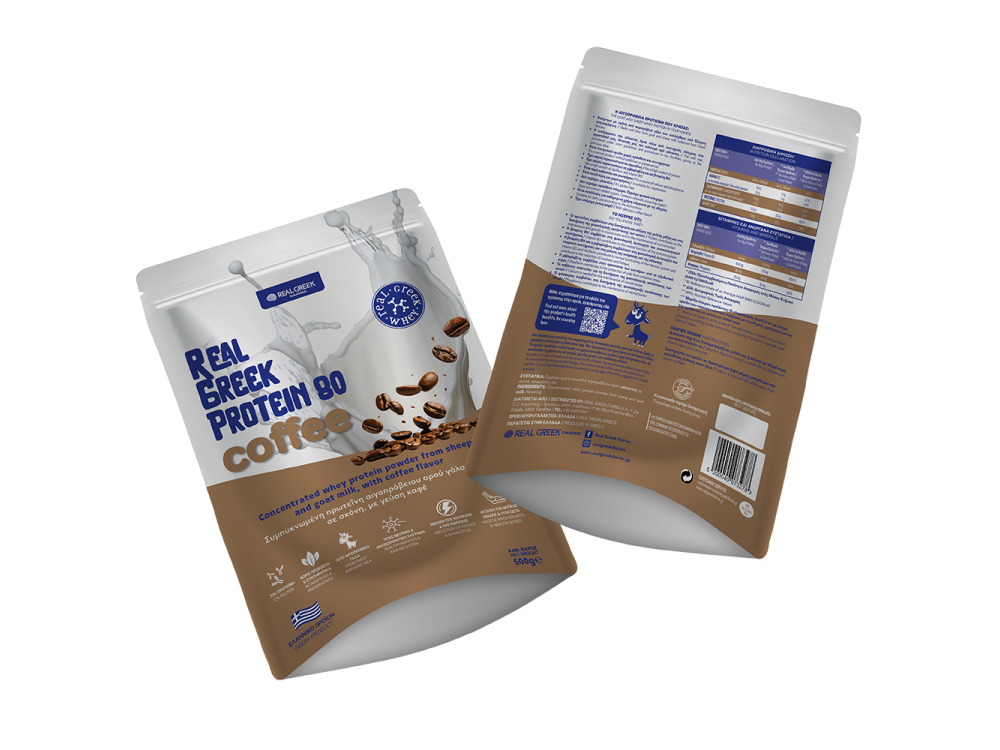 Real Greek Whey Protein 80 Coffee, Goat Protein 72% Whey Coffee Flavor 500g