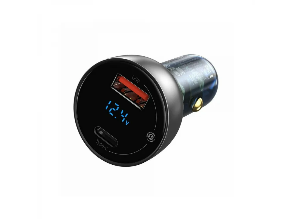 Baseus Particular Digital Display, Car Charger 65W, PD / PPS / Quick Charge with 1 USB-C + 1 USB-A Port, Black