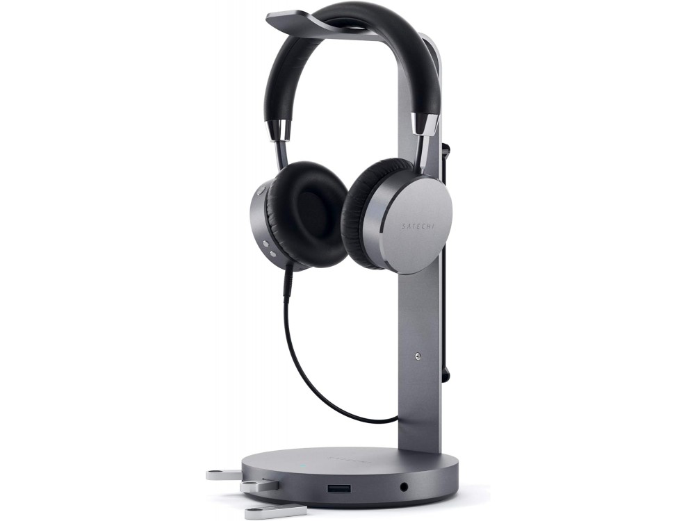 Satechi Aluminum USB Headphone Stand, Επιτραπέζια Βάση Ακουστικών με USB-A*3 & AUX, Space Gray