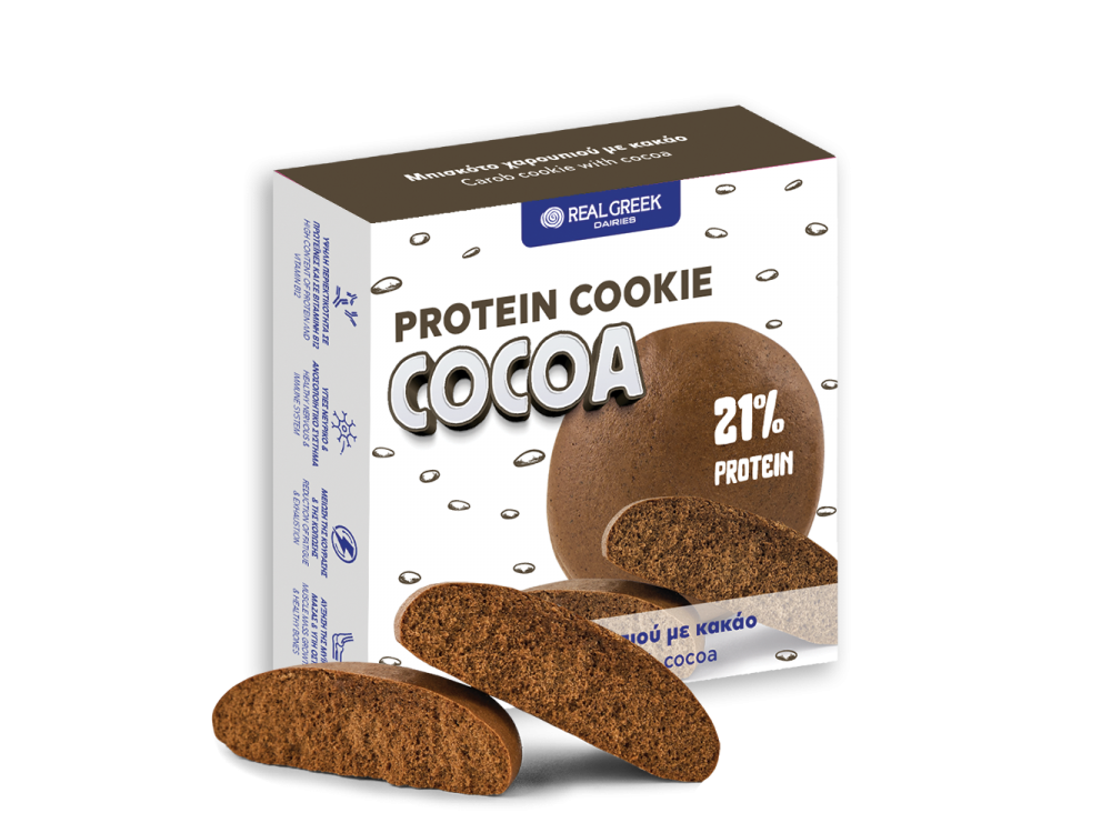 Real Greek Protein Cookie Cocoa Πρωτεϊνικό Μπισκότο Χαρουπιού Με Κακάο 32g