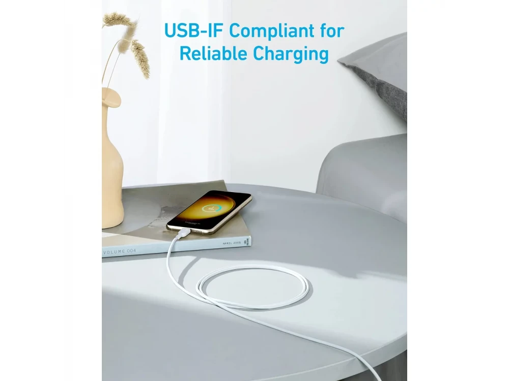 Anker 310 USB-C σε USB-C Καλώδιο 1.8m 240W USB-IF Certified Super Fast Charging, White