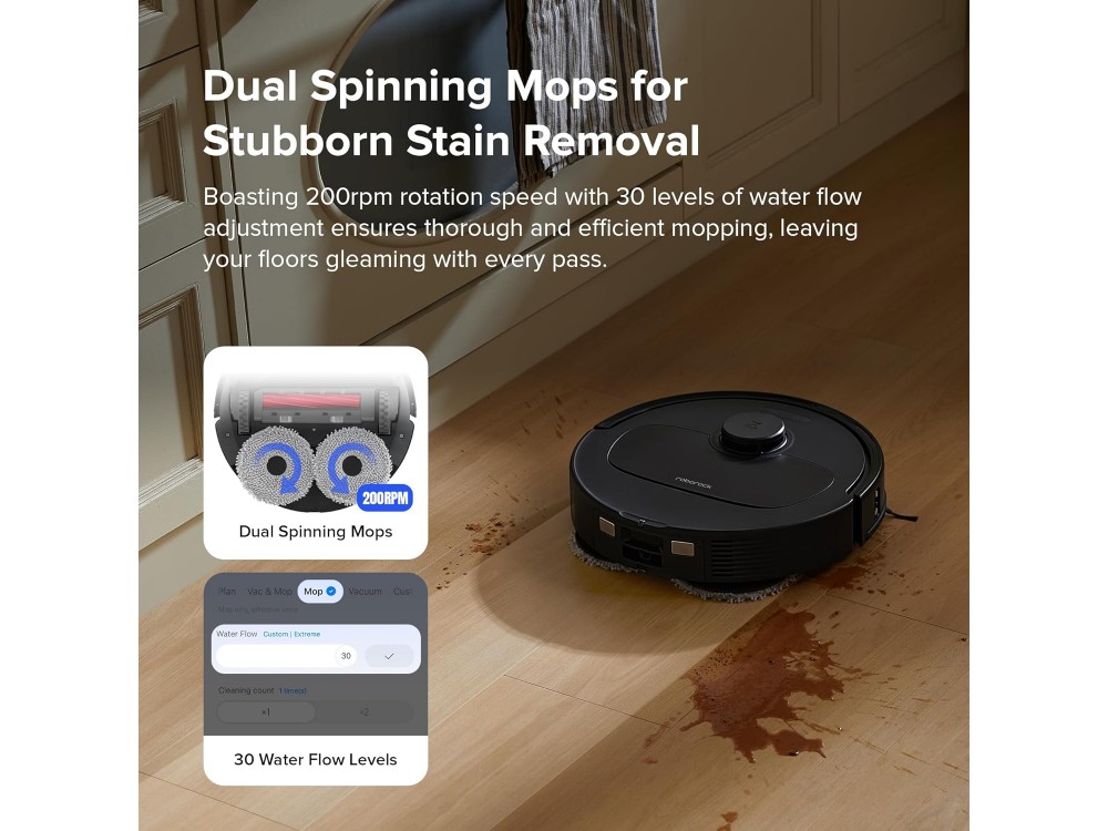 Roborock Q Revo S Smart Robot Vacuum / Mopping Cleaner με Λειτουργία Σφουγγαρίσματος, 7000Pa, & Auto Mop Lifting, Black