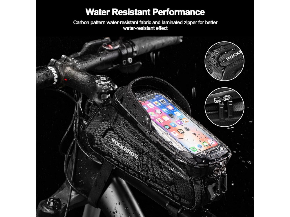 Rockbros B68 Bike Bag, Τσαντάκι Σκελετού Ποδηλάτου με Θήκη για Smartphone & Αδιάβροχο Κάλυμμα