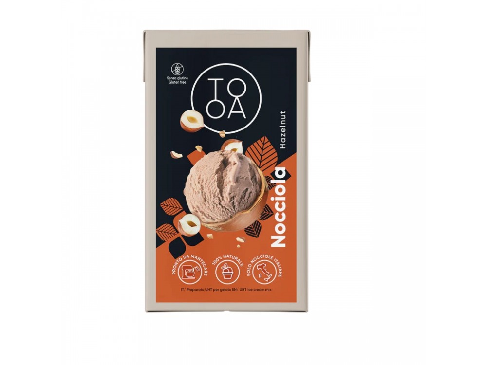 Nocciola TooA Gelato with Campania Hazelnuts from 100% Natural Ingredients Free of Preservatives & Gluten (Package 1L)