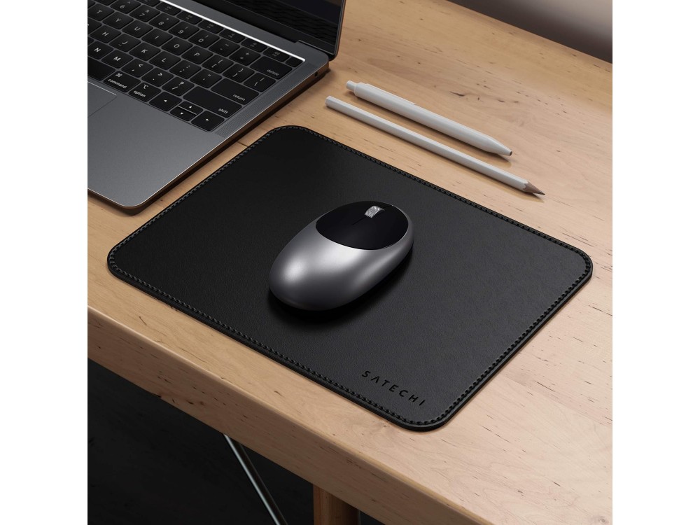 Satechi Eco-Leather Mouse Pad, 24.1cm x 19.1cm Ergonomic Mousepad, Waterproof Desk Mat, Black