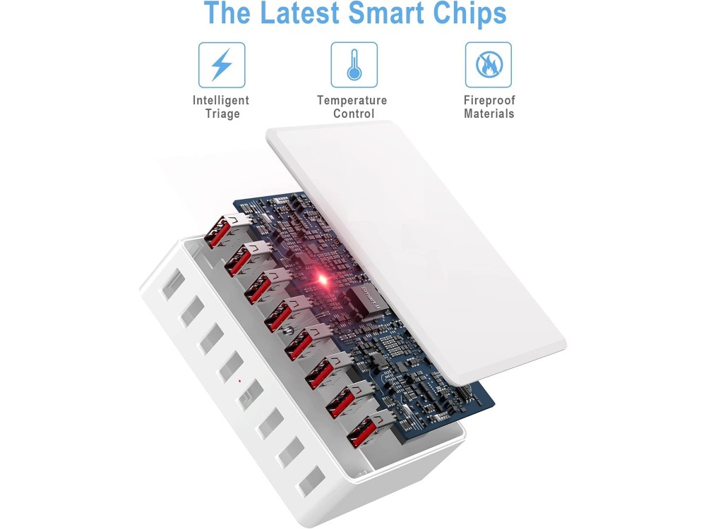 AJ Sparkit 8, 50W Charging Hub 8 Θυρών με 8 Θύρες USB-A, με Intelligent Triage & Temperature Control, White