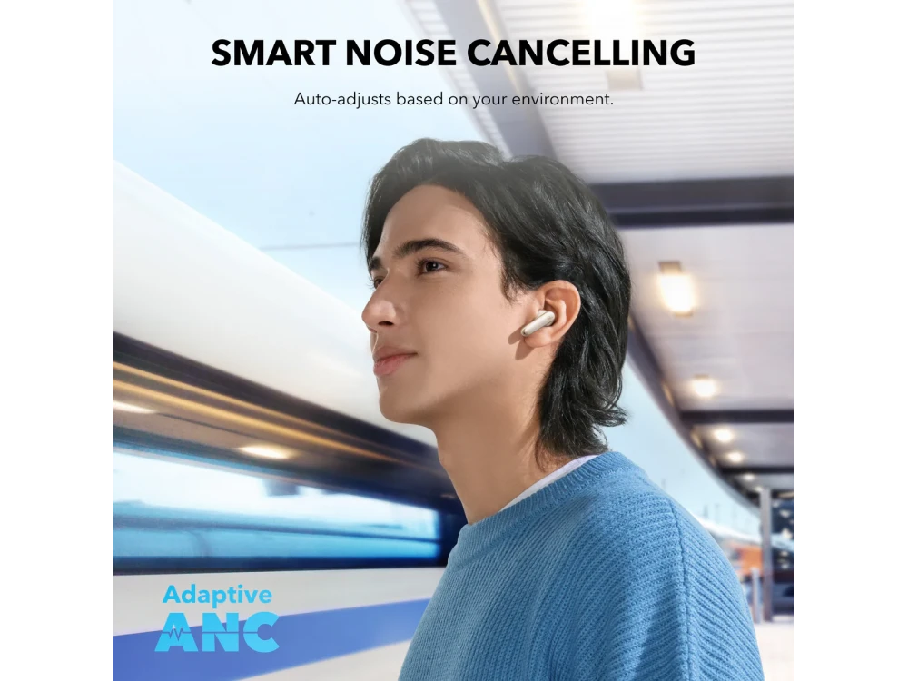 Anker Soundcore P40i ANC Bluetooth 5.3 Earbuds TWS with AI-Enhanced Calls, Active Noise Cancelling & App, Oat White