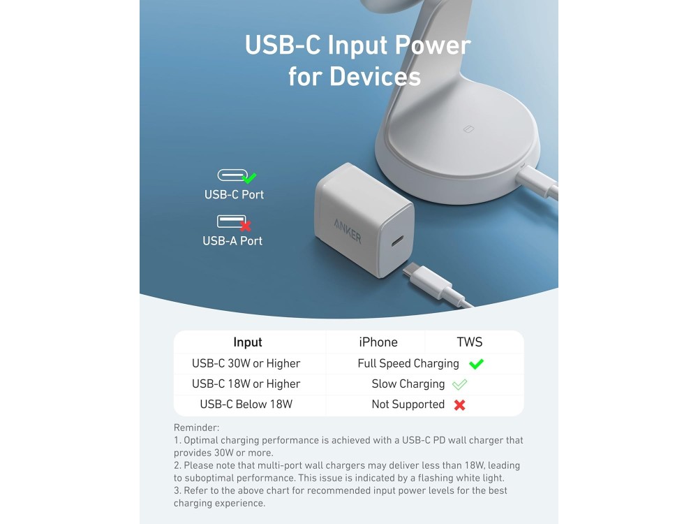 Anker MagGo 2-in-1 Qi2 MagSafe 15W, Wireless Magnetic Charger iPhone 16/15/14, AirPods with USB-C Cable, White