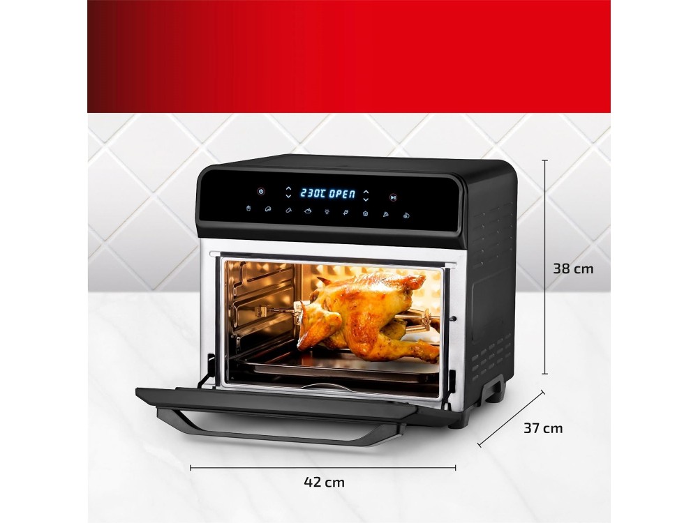 Ufesa Digital Air Fryer Oven, Φριτέζα Αέρος XXXL 23L για Υγιεινό Μαγείρεμα, Touch Control, 8 Preset Menus + 6 Αξεσουάρ, Έως 230°