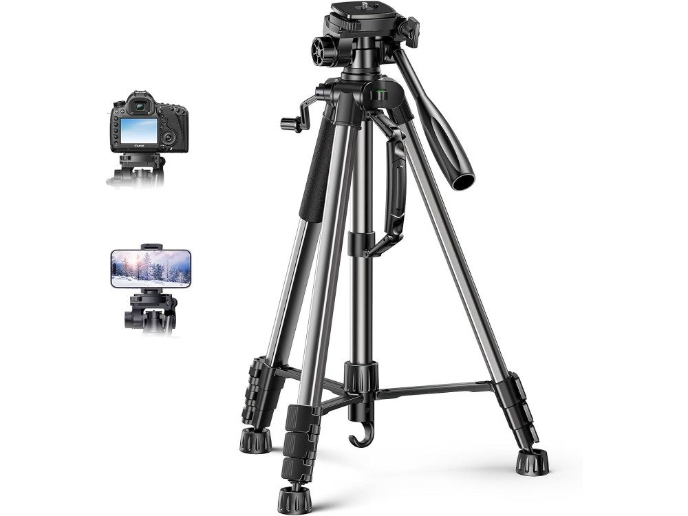 Ugreen Camera Tripod, Τρίποδο 175cm, για DSLR / Smartphone / Action Cam, 360° 3D Head, 5kg load, Aviation-grade Aluminum Made