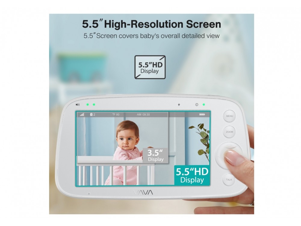 VAVA Βambi 5.5" Baby Monitor, Ενδοεπικοινωνία μωρού Full HD 1080p, 5.5" LCD, Two-Way Audio, Night Vision & Thermal Monitor