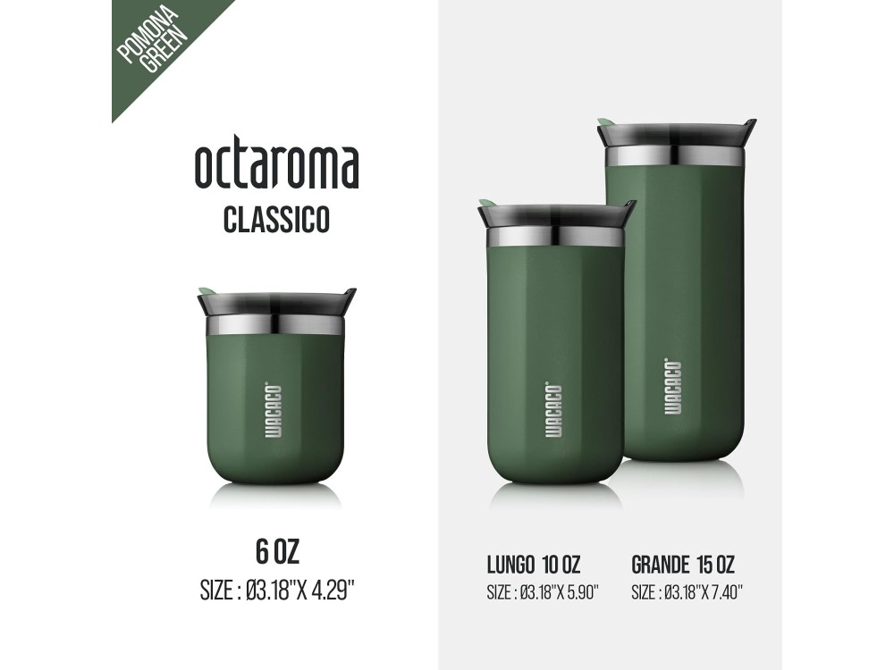 Wacaco Octaroma Classico Travel Mug, Ποτήρι Θερμός 180ml, Pomona Green