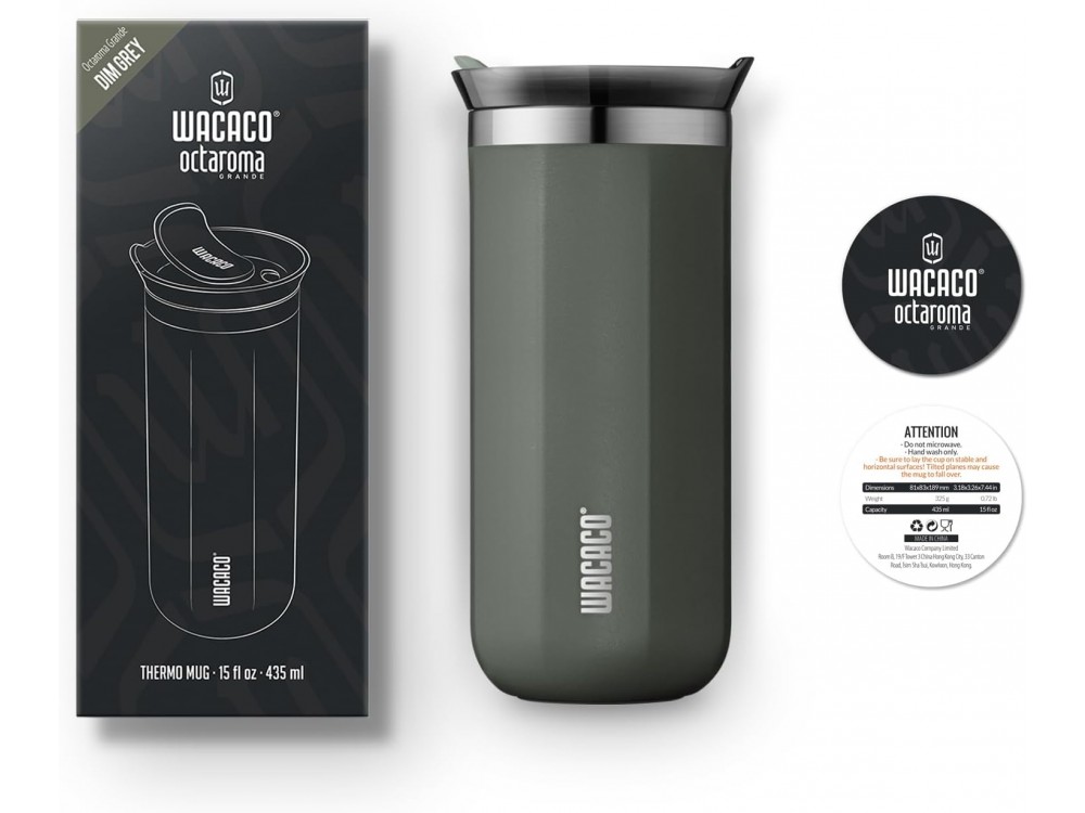 Wacaco Octaroma Grande Travel Mug, Ποτήρι Θερμός 435ml, Dim Grey