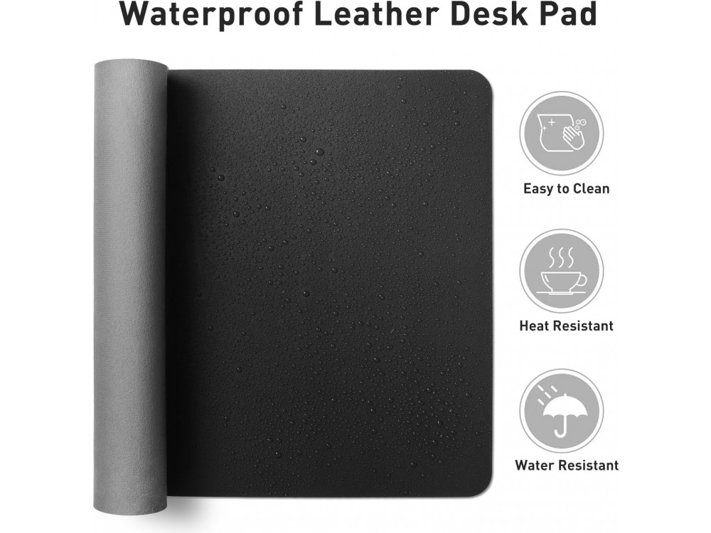 AJ Desk Pad 80x40cm, XXL Mouse Pad from Vegan Leather, Black