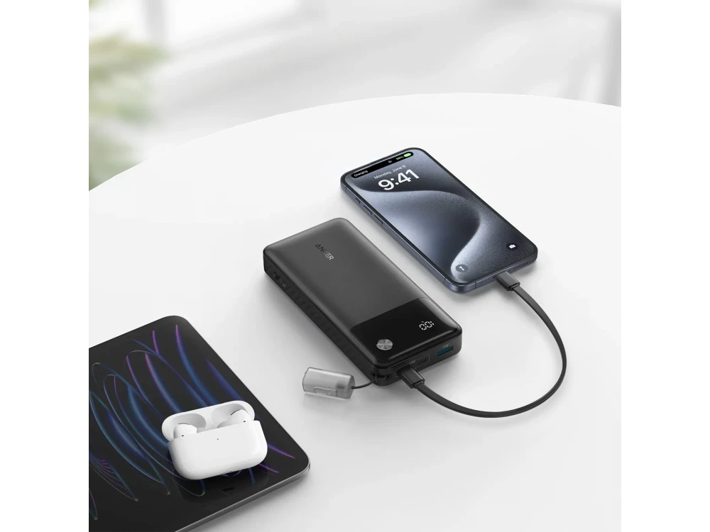 Anker Powercore Power Bank 20.000mAh, 30W, με Θύρες USB-A & USB-C & Lanyard Καλώδιο USB-C, Black