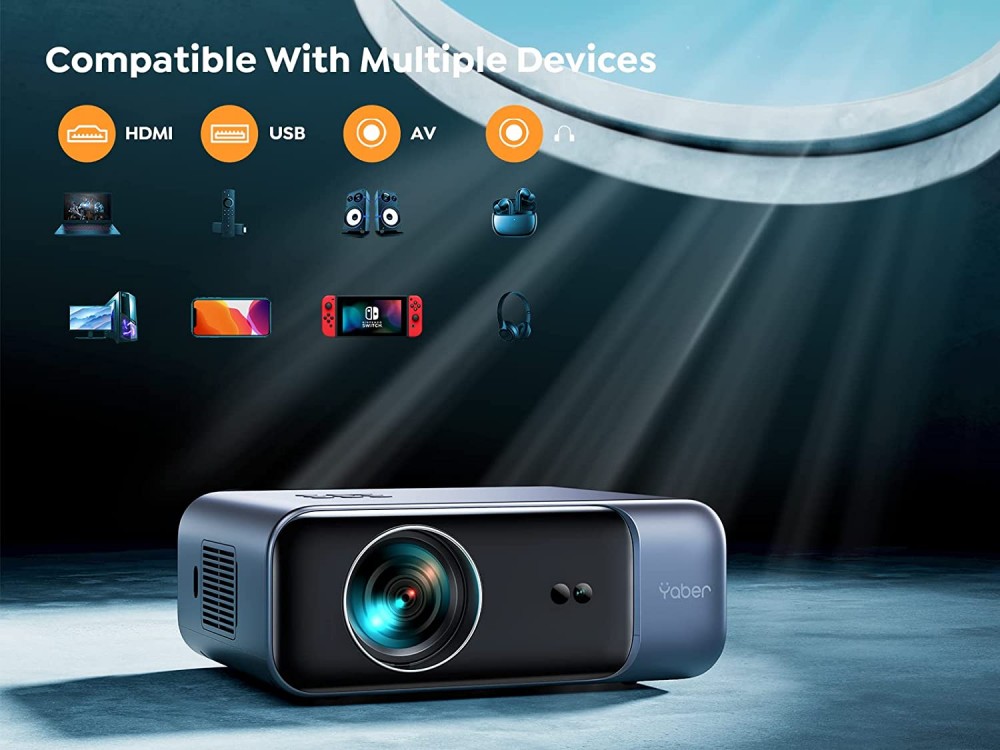 Yaber Pro V9 Projector Full HD 1080p Native resolution, 500 ANSI Lumens, Bluetooth 5.0 & WiFi, με Θήκη - ΑΝΟΙΓΜΕΝΗ ΣΥΣΚΕΥΑΣΙΑ