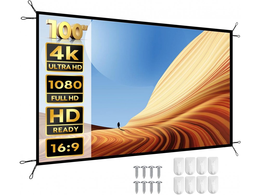 Yaber YS-100F Projector Screen 100'', 225x128 16:9, Οθόνη προβολέα, Αναδιπλούμενη