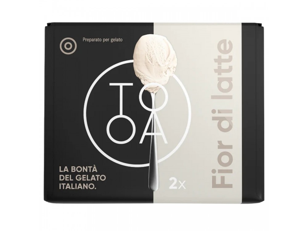 Fior di Latte TooA Gelato with Piemonte Milk, from 100% Natural Ingredients, Free of Preservatives & Gluten (Set of 2 Pods)