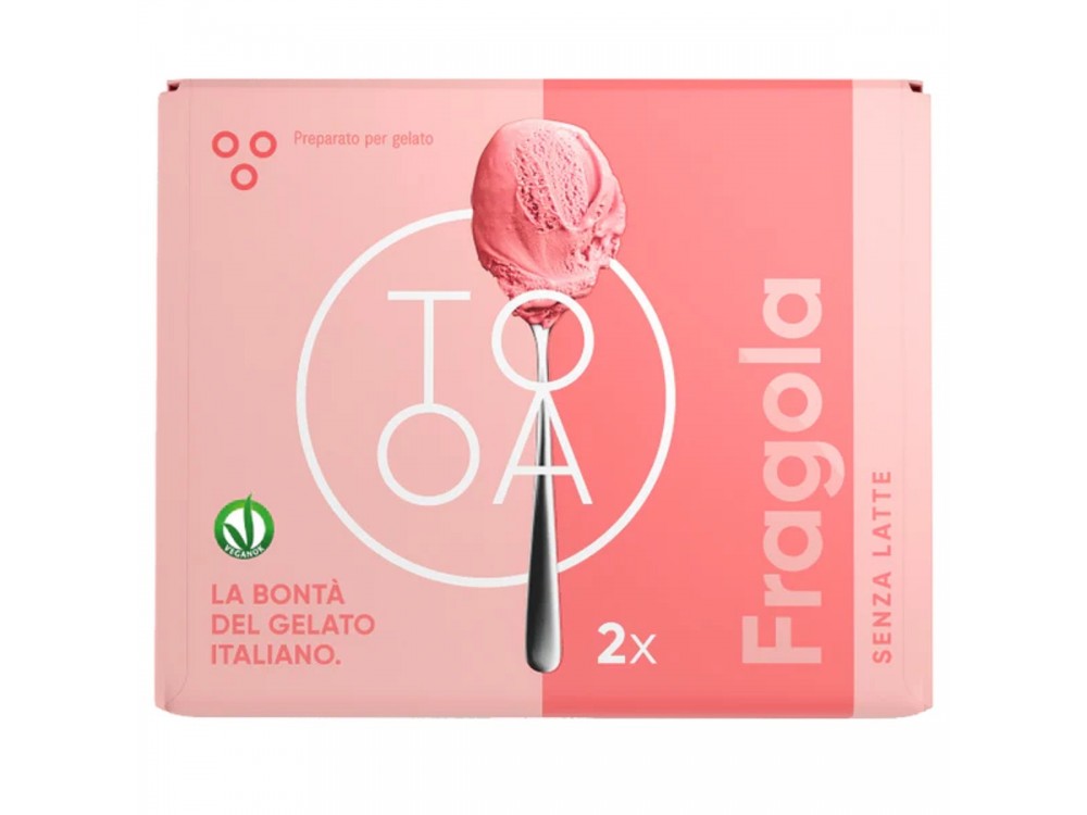 Fragola TooA Gelato Vegan with Italian Strawberries, from 100% Natural Ingredients, No Preservatives Gluten & Lactose (Set of 2 Pods)