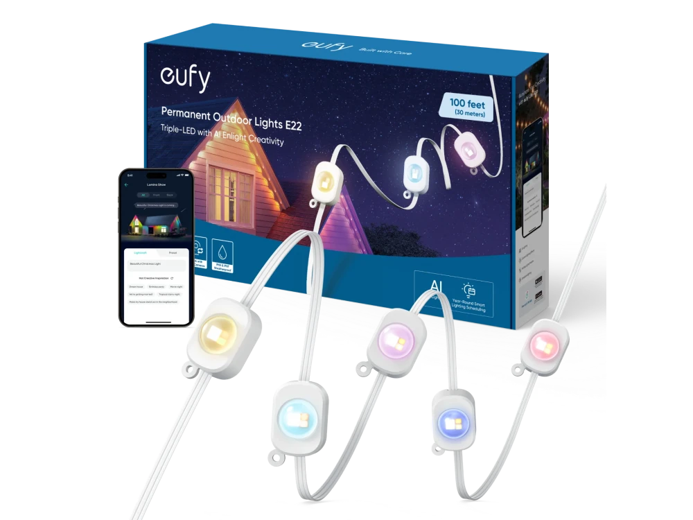 Anker eufy Permanent Outdoor Lights E22 30μ., Αδιάβροχη Ταινία LED Εξωτερικού Χώρου με AI και λειτουργία μέσω APP