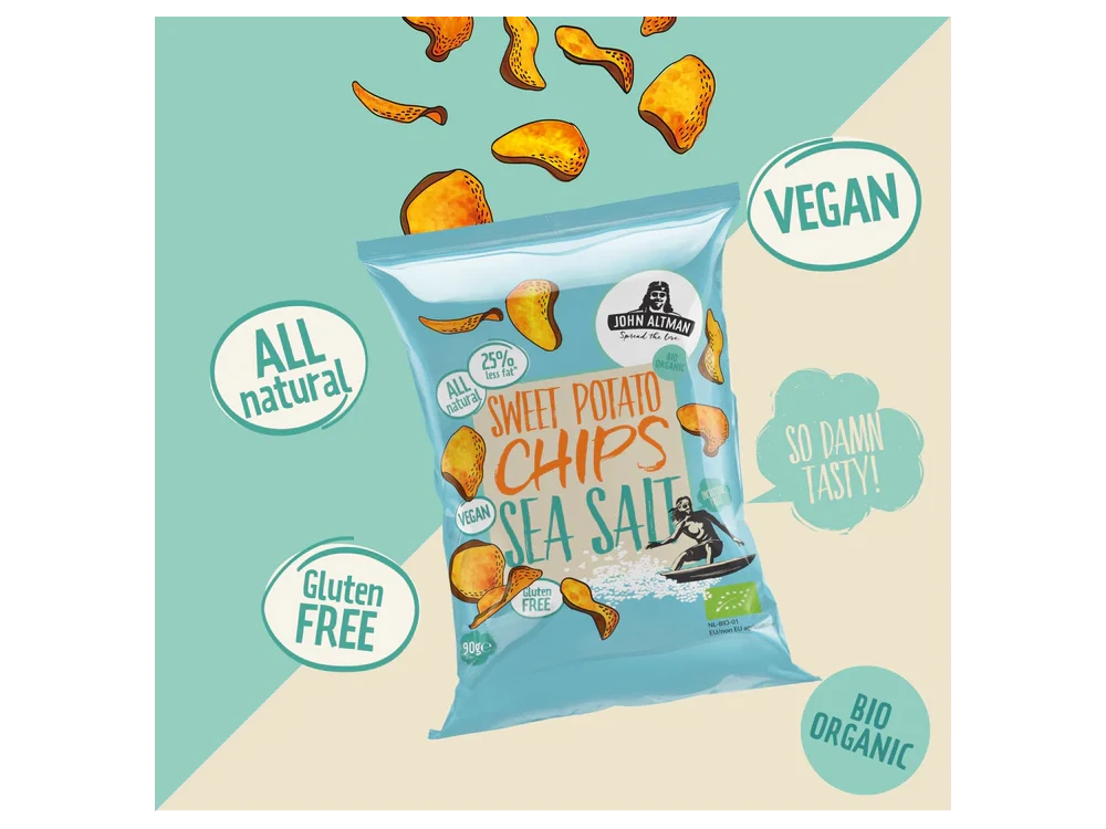 John Altman Sweet Potato Chips Sea Salt, Organic Sweet Potato Chips with Sea Salt 90g