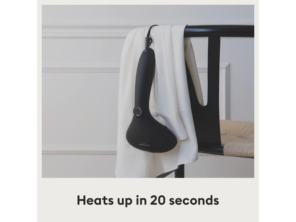 Steamery Cirrus 2 Garment Steamer, Handheld Garment Steamer 1500W with 90ml Container & Steam Delivery 15gr/minute, Black