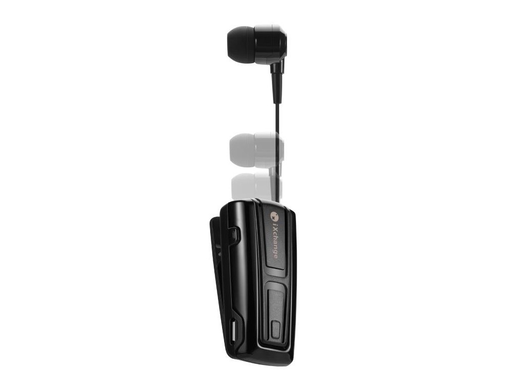 iXchange UA31 In-ear Bluetooth 5.3 Handsfree Ακουστικό Πέτου, Retractable, Black