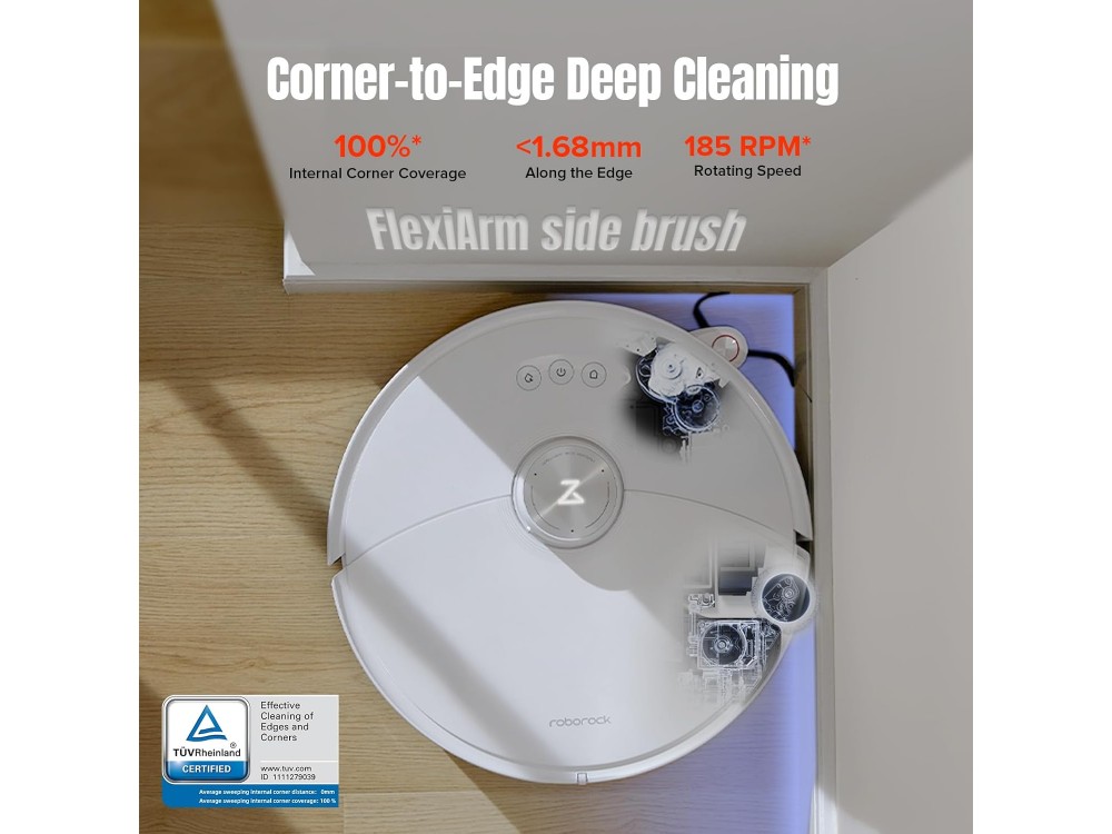 Roborock S8 MaxV Ultra - Smart Robot Vacuum / Mopping Cleaner 10.000Pa με Αυτοκαθαριζόμενη Σφουγγαρίστρα & Dock, Λευκή