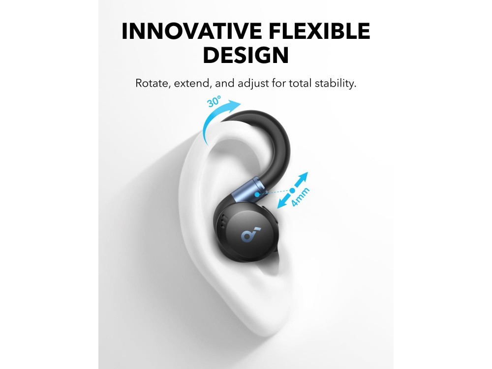 Anker Soundcore Sport X20 ANC Bluetooth 5.3 Ακουστικά TWS με Rotatable Ear Hooks & IP68, Black