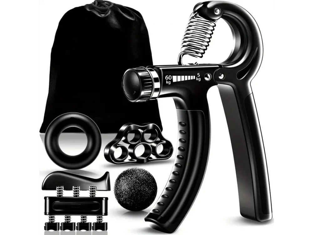 AJ Grip Strengthener Trainer, Τανάλακι Χεριών 5-60kg σετ 5 Αξεσουάρ Εκγύμνασης με Θήκη, Black