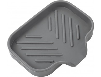 AJ Silicone Bathroom Soap Dish with Drain Spout 12x10cm, Θήκη Νεροχύτη από Σιλικόνη Small, Grey