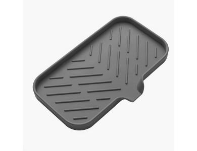 AJ Silicone Bathroom Soap Dish with Drain Spout 25x14cm, Θήκη Νεροχύτη από Σιλικόνη Large, Grey