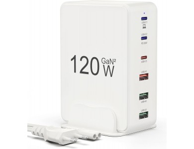 AJ Sparkit 6PD GaN2, 120W Charging Hub 6 Θυρών, με 3 Θύρες USB-C & 3 Θύρες USB-A, με Power Delivery 3.0 & Quick Charge, White