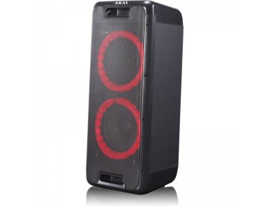 Akai DJ-880 Party Speaker, 100W RMS Portable Bluetooth Speaker with Mic & Instrument Jack - Open Package
