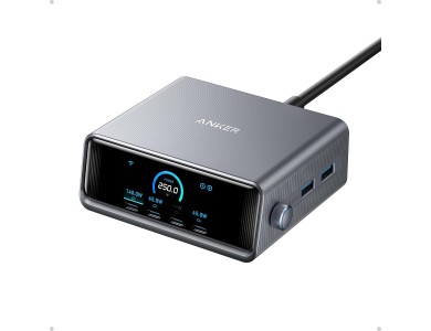 Anker GaN Prime Charging Station 250W with 4*USB-C, 2*USB-A & LCD Screen, Grey