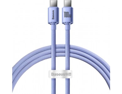 Baseus Crystal Shine Series, Καλώδιο USB-C 100W με Νάυλον Ύφανση 1.2μ, Purple