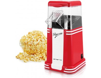 Emerio Retro Popcorn Maker for healthy snacks, Red