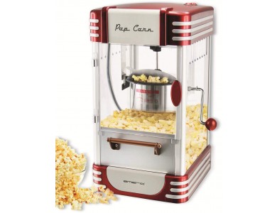 Emerio Retro Popcorn Maker, Vintage Στυλ Μηχανή Ποπ Κορν για υγιεινά σνακ με Αναδευτήρα & Λάμπα διατήρησης Θερμοκρασίας, Κόκκινο