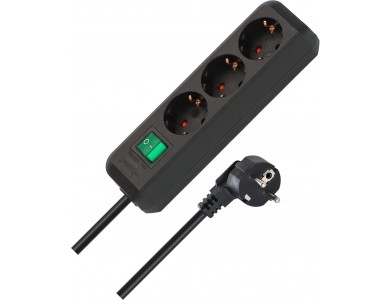 Brennenstuhl Eco-Line 3-outlet Strip, Power Strip with Switch & 1.5M Cable, Black