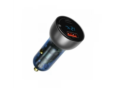 Baseus Particular Digital Display, Car Charger 65W, PD / PPS / Quick Charge with 1 USB-C + 1 USB-A Port, Black