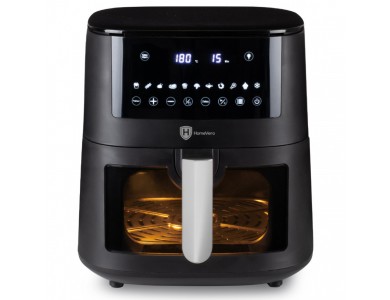 HomeVero Air Fryer, Φριτέζα Αέρος XXL 8lt για Υγιεινό Μαγείρεμα,με Τζάμι Ελέγχου Ψησίματος, 1650W, 11 Preset Menus & Touch Panel