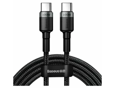 Baseus Cafule Καλώδιο USB-C σε USB-C 5Α / 100W, 2μ. με Νάυλον Ύφανση, Μαύρο / Γκρί