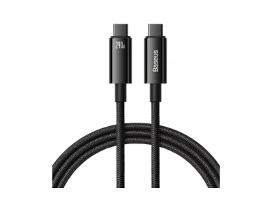 Baseus Tungsten Gold USB-C to USB-C Cable 2m. with Naylon Braided 240W PD3.1 & QC4.0 Fast Charging, Black