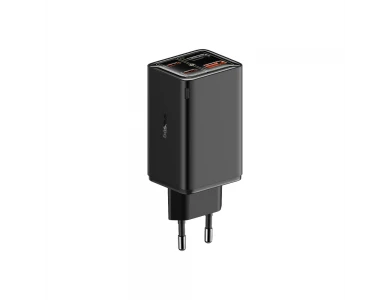 Baseus GaN6 Pro Φορτιστής Πρίζας 4-Θυρών 65W, PD, PPS, QC4+ με 2xUSB-C + 2xUSB-A Θύρες & Καλώδιο USB-C σε USB-C, Black