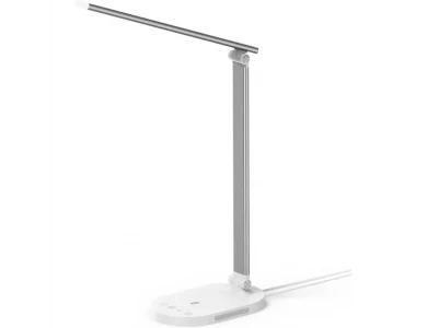 TaoTronics TT-DL1012 LED Desk Lamp with Touch Control & USB-C Port, 5 Color Modes, 5 Brightness Levels, Aluminum, White