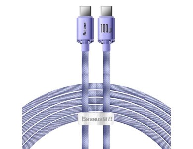 Baseus Crystal Shine Series, Καλώδιο USB-C 100W με Νάυλον Ύφανση 2μ, Purple